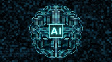 ai derin öğrenme, veri bilimi ve analizi, makine öğrenme ve doğal dil işleme gücü kavramı beyin arka planı ve ai chipset