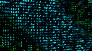 Bulanık efektli parlak mavi ikili kod arka planı. Dijital, modern ve gelecekçi kavram kavramı.