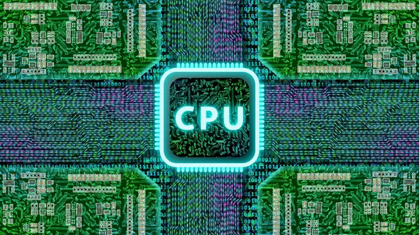 Central processing unit CPU concept with circuit board and bright circuit lines. digital technology background.