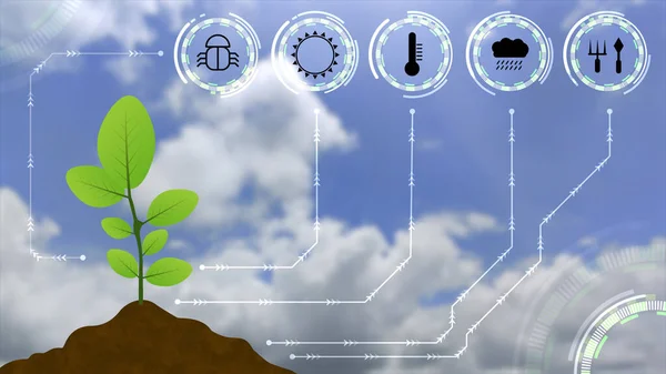 digital farming concept illustration with cloud background. smart agriculture concept.