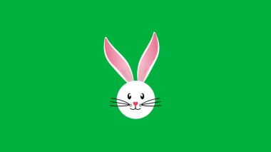 Yeşil ekranda güzel tavşan çizimi. Paskalya tatili konsepti.