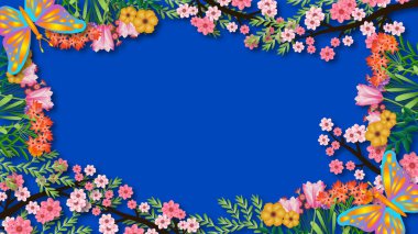 Koyu mavi arka planda kesilen güzel doğa. çevre ile ilgili proje kavramı.