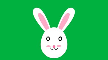 Büyük beyaz tavşan çizimi yeşil ekranda. Paskalya tatili konsepti.
