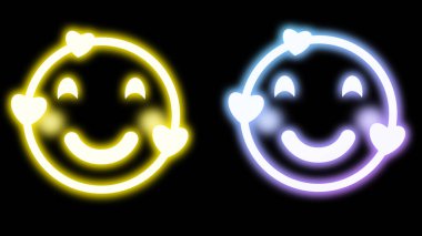 Siyah arka planda parlak neon ışıklı aşk ikonu. Sevgililer günü ve güzel anlar için konsept.