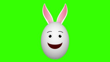 Yeşil ekran animasyonunda büyük paskalya tavşanı. Paskalya tatili konsepti.