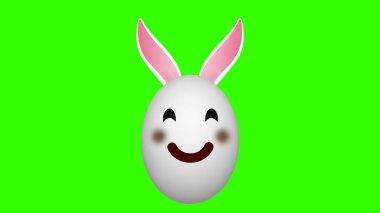 Yeşil ekranda kızaran Paskalya tavşanı yumurtası. Paskalya tatili konsepti.