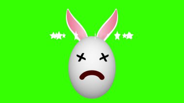 Yeşil ekranda kötü şans yüz ifadesi yumurtası. Kötü gün kavramı.