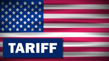 Amerika Birleşik Devletleri 'nin ulusal bayrağını sallayan gümrük vergisi. ABD hükümetinin ithalat ve ihracatında yeni gümrük vergileri konsepti..