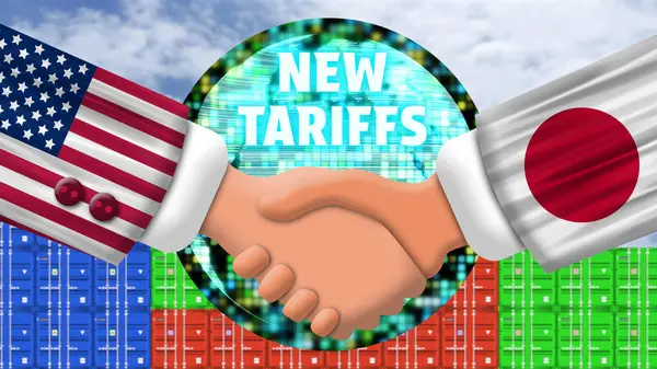 Japonya ve ABD yeni tarifeler üzerinde el sıkışırken dijital elementler ve konteyner arkaplan ile animasyon anlaşması imzaladılar.