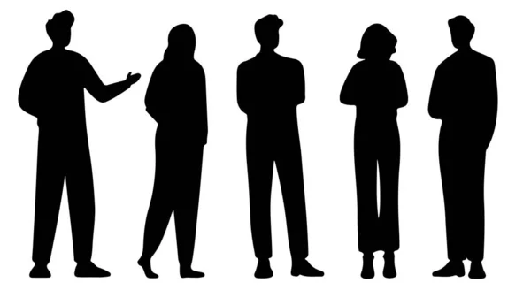 Silhouette Groups People Working — 图库矢量图片