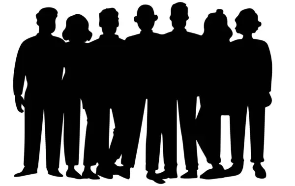 Silhouette Groups People Working — Stock Vector