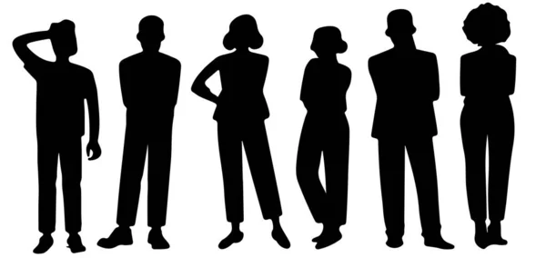 Silhouette Groups People Working — Stock Vector