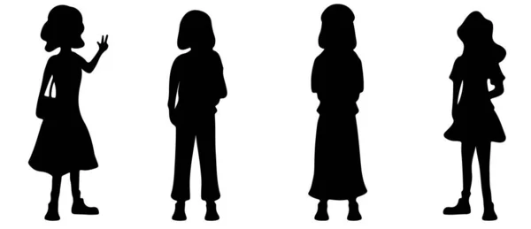 Silhouette Groupes Personnes Travaillant — Image vectorielle