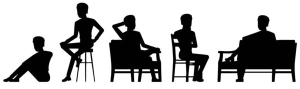 silhouette of groups of people working