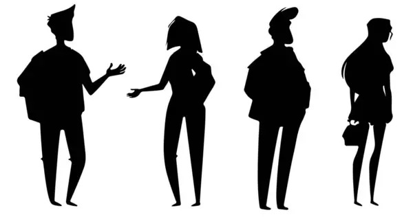 Silhouette Groupes Personnes — Image vectorielle
