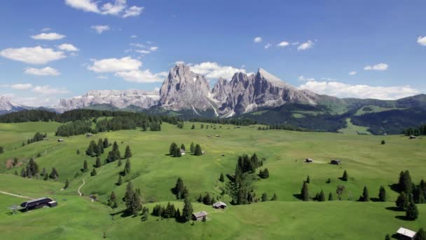Letecká Krajina Horské Plošiny Alpe Siusi Létě Dolomity — Stock video