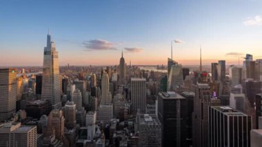 Full day to Night Time lapse clip of the New York Skyline seen from Top of the Rocks in Manhattan