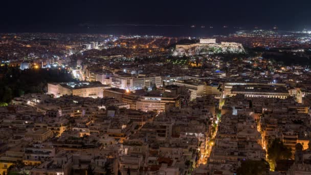 Abandon Nuit Ville Athènes Grèce Avec Acropole Parlement Grec — Video