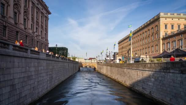 Stockholm Sveç Teki Royal Castle Yakınlarında Stall Kanalen Den Timelapse — Stok video