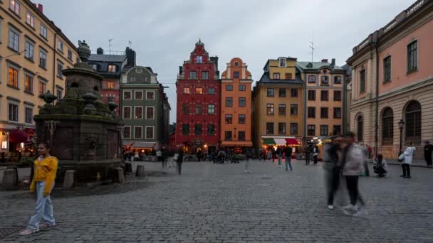 Time Lapse Dalla Grand Square Nel Centro Storico Stoccolma Svezia — Video Stock