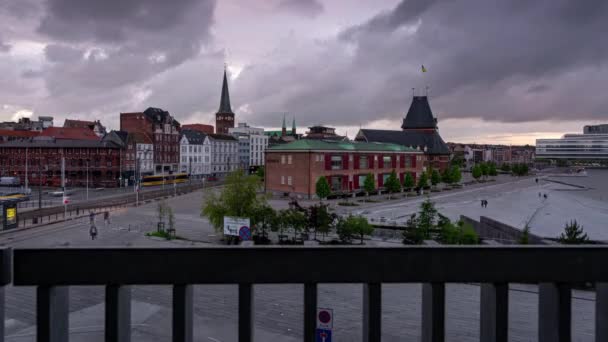 Time Lapse Clip Van Mensen Verkeer Toldboden Aarhus Tweede Grootste — Stockvideo