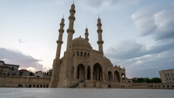 Dia Para Noite Lapso Tempo Mesquita Heydar Baku Azerbaijão — Vídeo de Stock