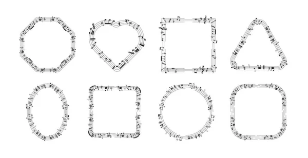 Cadre Notes Musique Notation Musicale Bordures Rayures Composition Artistique Abstraite — Image vectorielle
