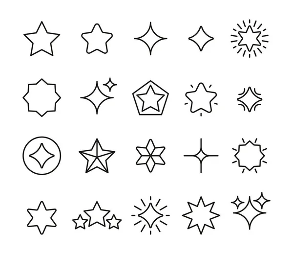 Yıldız Çizgisi Simgeleri Piktogram Derecelendirme Basit Ana Hatlar Soyut Parlayan — Stok Vektör