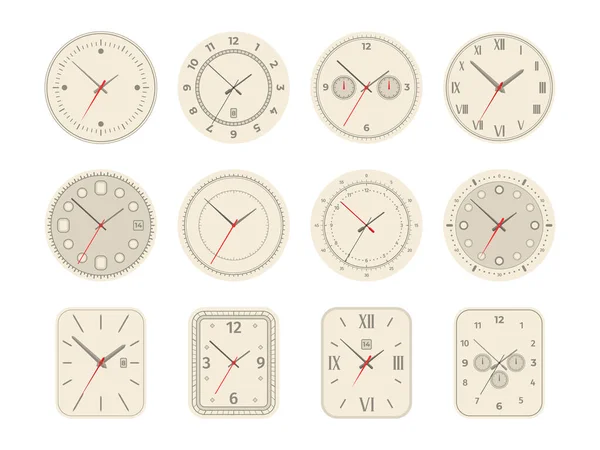 模拟时钟拨号 机械表的表面用阿拉伯罗马数字二手 腕表配备计时器的时间日符号 钟表模拟图解矢量收集 — 图库矢量图片