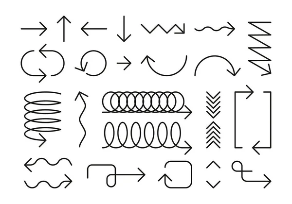 Çizgi Okları Minimalist Karalama Geometrik Işaretler Farklı Formlar Basit Ince — Stok Vektör