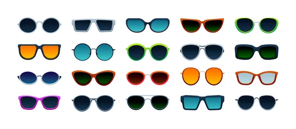 Óculos Sol Moda Óculos Modernos Forma Cor Diferentes Acessórios Protetores — Vetor de Stock