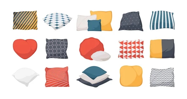Coussins Confortables Oreillers Canapé Lit Dessin Animé Avec Motif Géométrique — Image vectorielle