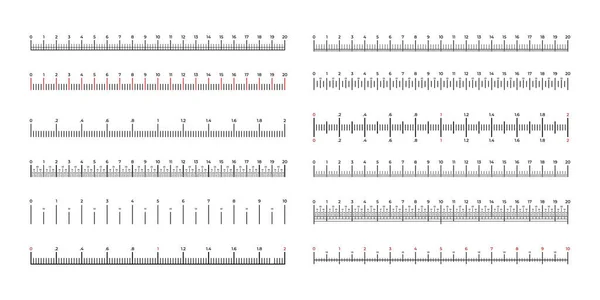 Набір Знаків Лінійки Прості Вимірювальні Ваги Метричними Імперськими Позначками Системи — стоковий вектор