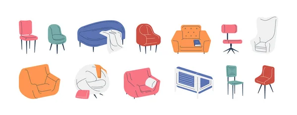 Cadeiras Poltronas Aconchegante Casa Interior Mobiliário Escritório Elegante Mobiliário Estofado — Vetor de Stock