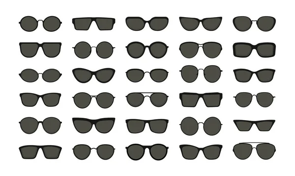 Σχήματα Γυαλιών Ηλίου Μαύρα Πολωμένα Γυαλιά Hipster Ρετρό Κλασσικά Γυαλιά — Διανυσματικό Αρχείο