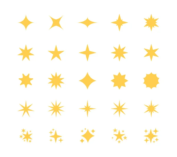 Stars Sparkles Icons Glitter Party Decoration Elements Shiny Dust Burst — Stock Vector