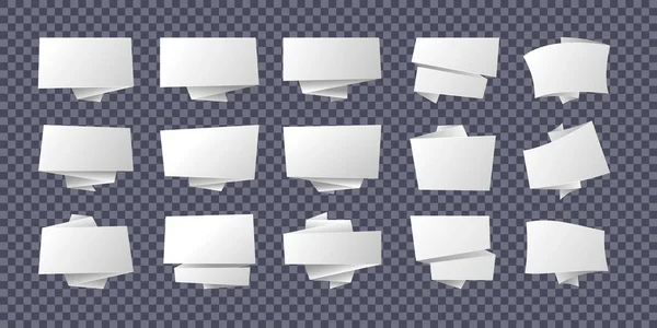 ホワイトペーパーバナー リボン付きの抽象的な水平バナー デザインプレゼンテーションのための折り紙の幾何学的なシンボル 流行の空白記号を折りました ベクトルセット ラベルやメッセージの違い — ストックベクタ