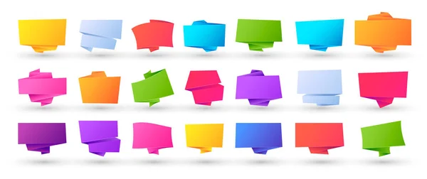 Bannières Origami Rubans Papier Décoratifs Géométriques Abstraits Panneaux Bulles Mailles — Image vectorielle