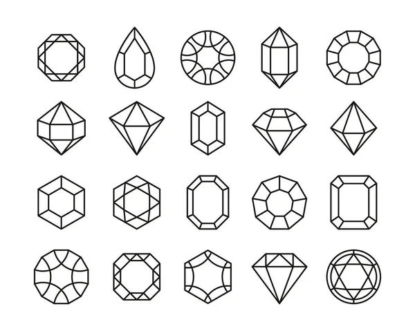 Rada Ädelstenar Skatt Diamanter Och Skisserade Ädelstenar Lyx Smycken Geometriska — Stock vektor