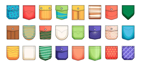 Collection Poches Bande Dessinée Poches Cargaison Patch Pour Vêtements Style — Image vectorielle