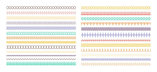 Coutures Colorées Broderie Artisanale Techniques Couture Pour Conception Textile Vecteur — Image vectorielle