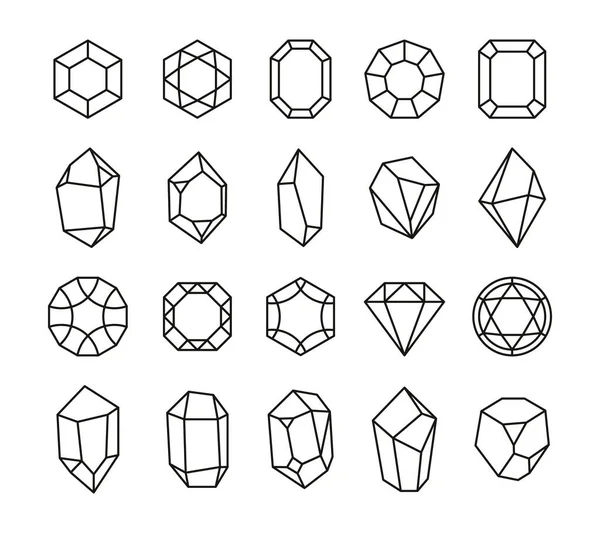 Linie Natürlicher Kristall Geoden Skizze Mineralquarz Linienkunst Für Logoschmuck Magische — Stockvektor