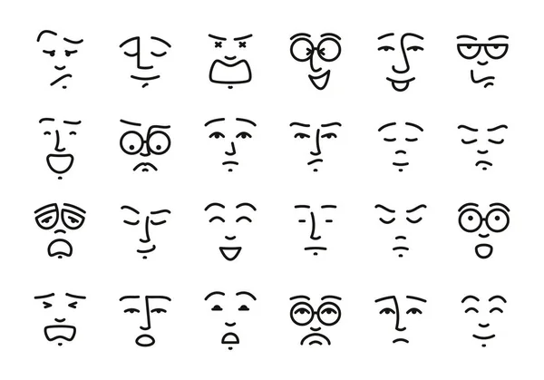 Carino Cartone Animato Emozioni Diversi Doodle Affrontare Emozioni Con Facce — Vettoriale Stock
