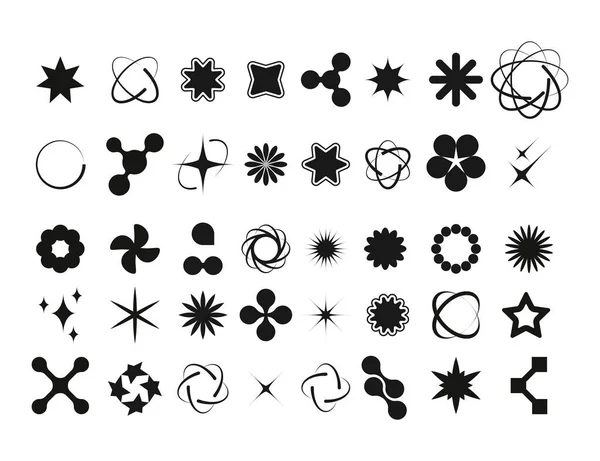 Y2K Αφηρημένα Σχήματα Μινιμαλιστικά Γεωμετρικά Κτηνώδη Σύμβολα Ρετρό Φουτουριστικά Στοιχεία — Διανυσματικό Αρχείο