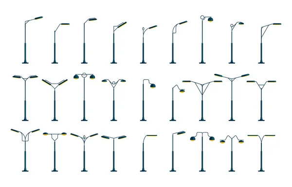 Városi Lámpaoszlop Modern Városi Utcai Lámpa Post Rajzfilm Lapos Lámpák — Stock Vector