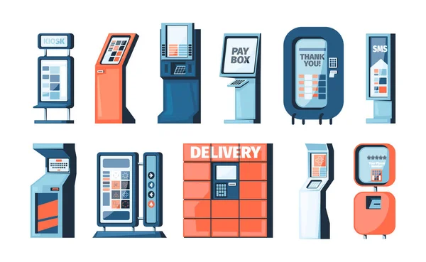 Kaartenkiosk Credit Payment Machine Geldautomaat Automaat Kiosk Geldautomaat Commerciële Machine — Stockvector