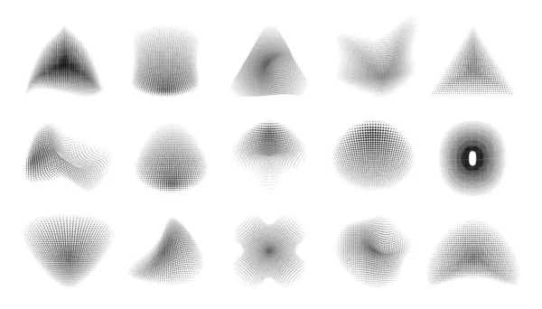 半色调形状 用于墙纸设计的线点图案 透视几何图形和形状 抽象马赛克物体 病媒隔离收集 抽象波浪形三角形 — 图库矢量图片