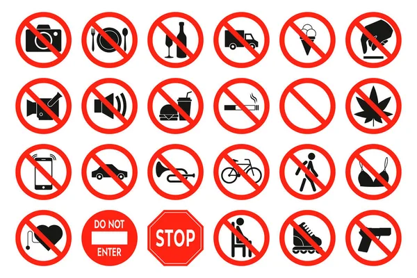 Запретные Знаки Алкоголь Табак Мобильные Телефоны Компьютеры Знаки Предупреждающие Вреде — стоковый вектор