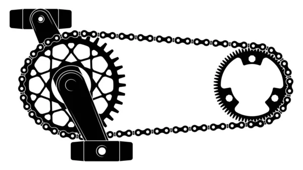 Οδήγηση Αλυσίδας Ποδηλάτων Μηχανισμός Ταχυτήτων Γρανάζι Τροχού Και Ιμάντες Μετάδοσης — Διανυσματικό Αρχείο