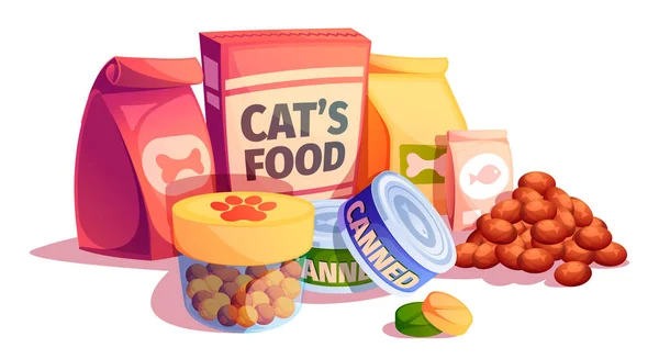 Envases Para Mascotas Alimentos Naturales Para Animales Suministros Veterinarios Con — Vector de stock